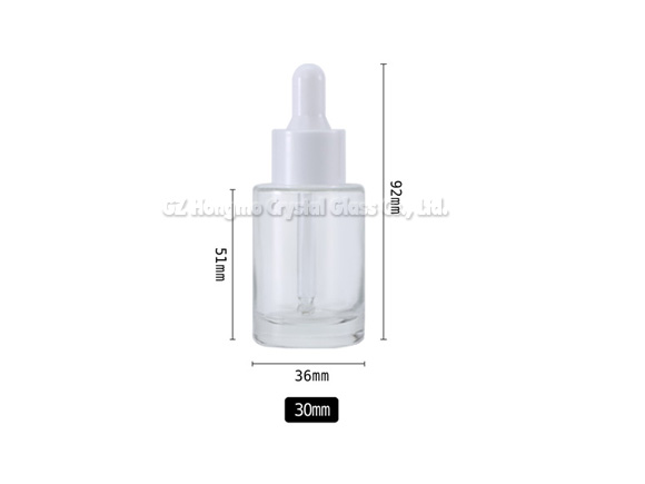 1 oz (30ML) Flat Square Clear Glass Bottles with Serum Droppers