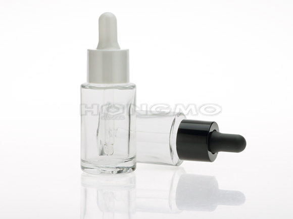 15ml 12 Oz Clear Flat Shoulder Glass Dropper Bottles With White Black Plastic Dropper Caps For 0366